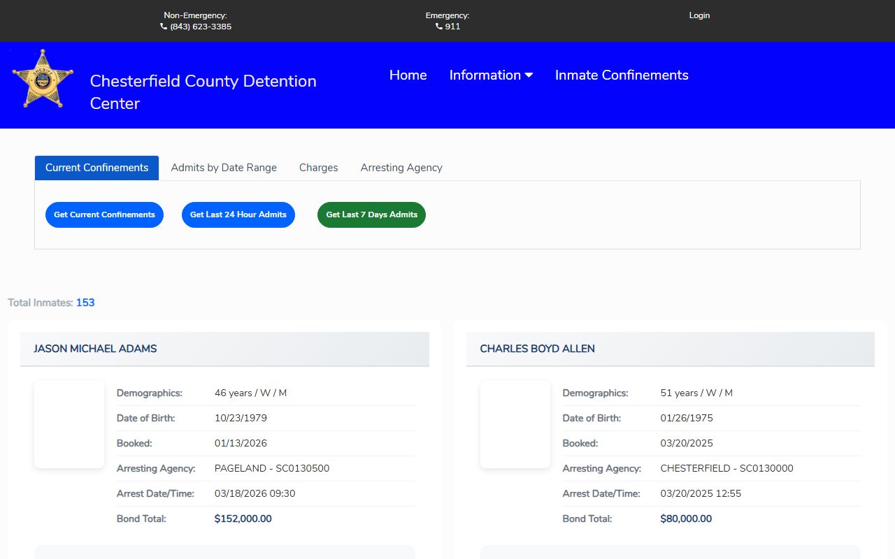 Chesterfield County inmate population roster search on Citizen Connect